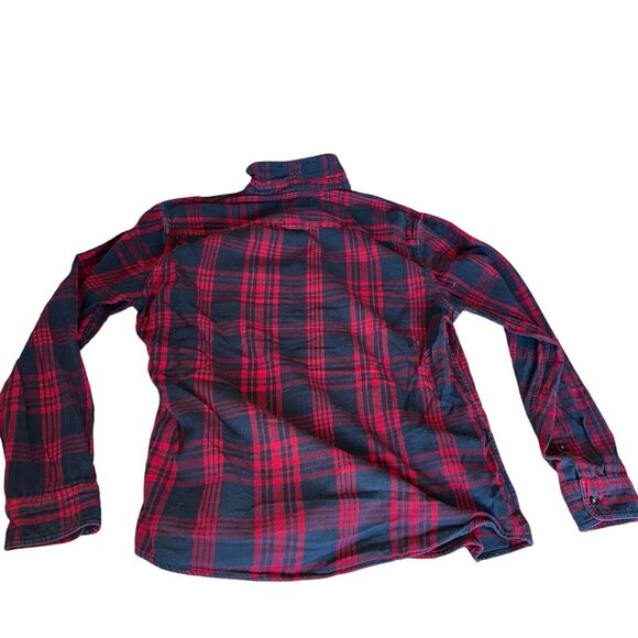 Mens Flannel Shirt Large Red Buffalo Checked Plaid Lumberjack Fisherman - Picture 12 of 16